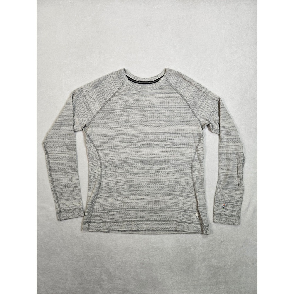 Smartwool Womens XL Merino Wool Base Layer Top Grey Space Dye Long Sleeve Crew